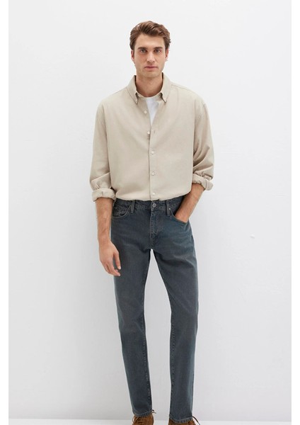 Erkek Uzun Kollu Pamuklu Gömlek M0211751 Bej fiyatları