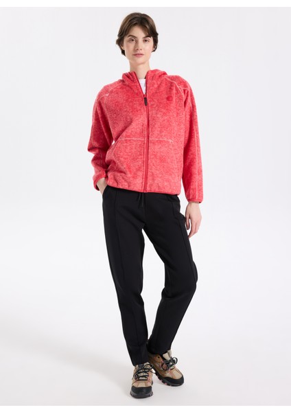 D5WL-SWT3583 Kırmızı Kapüşon Yaka Basic Düz Kadın Polar Sweatshırt fiyatları