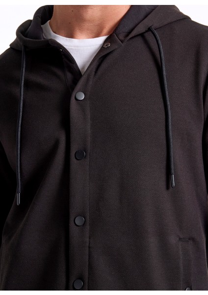 Kapüşon Yaka Düz Siyah Erkek Sweatshırt F5WM-SWT 2881 fırsatları