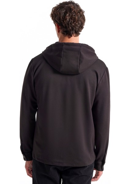 Kapüşon Yaka Düz Siyah Erkek Sweatshırt F5WM-SWT 2881 indirimleri