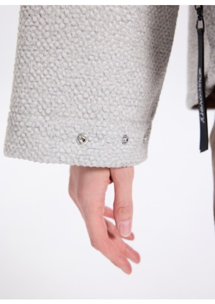 D5WL-SWT3589 Bej Dik Yaka Relaxed Düz Kadın Sweatshırt