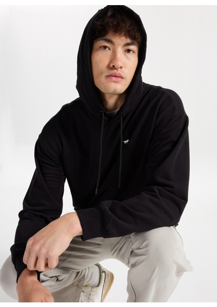 Kapüşon Yaka Siyah Erkek Sweatshırt M5WM-SWT1515