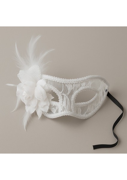 3 Lü Dantel Desenli Çiçek ve Tüylü Parti Maske Seti - 3 Adet indirimleri