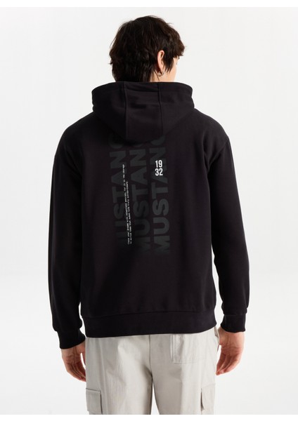 Kapüşon Yaka Siyah Erkek Sweatshırt M5WM-SWT1515