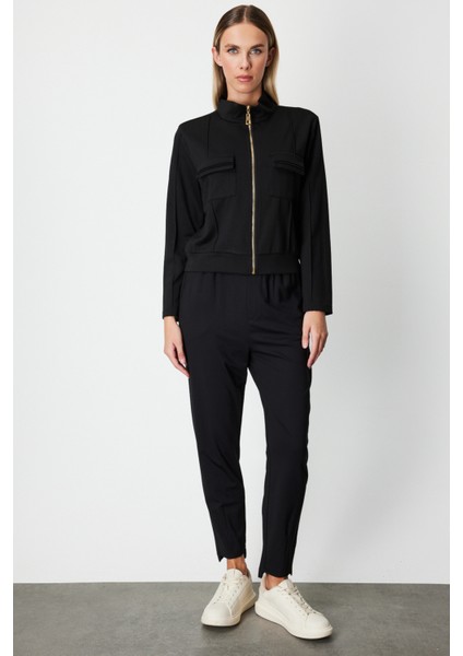 Kadın Cep Detaylı Dik Yaka Eşofman Üstü 66509 Siyah modelleri