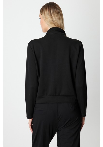 Kadın Cep Detaylı Dik Yaka Eşofman Üstü 66509 Siyah fırsatları