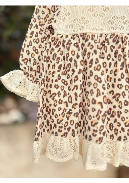 Kız Bebek Elbise Leopar Desenli Kız Bebek %100 Müslin Doğum Günü, Konsept, Düğün Özel Gün Elbisesi modelleri