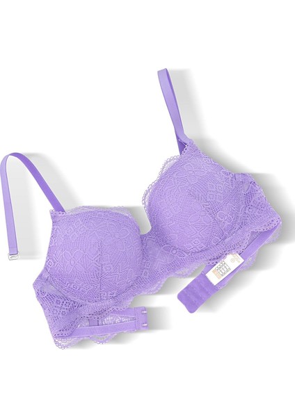Anna 2736 Dantelli Dekolte Sütyen ve Külot Takımı- Dolgusuz Lila modelleri