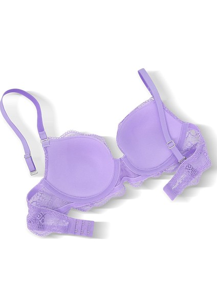 Anna 2736 Dantelli Dekolte Sütyen ve Külot Takımı- Dolgusuz Lila fırsatları