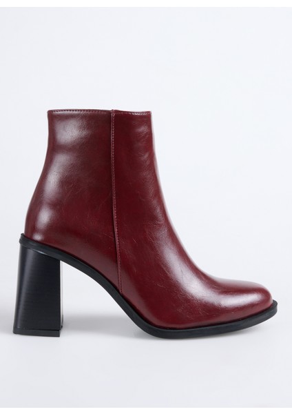 Bordo Kadın Topuklu Bot Block-Bella
