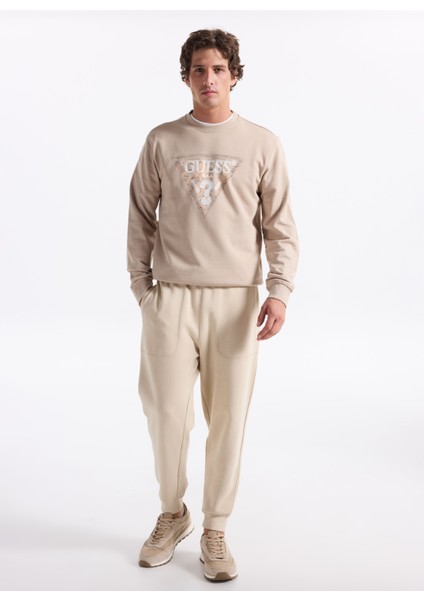 Bisiklet Yaka Bej Erkek Sweatshırt M5YQ05K68I4-G1CA Triangle Erkek Sw fiyatları