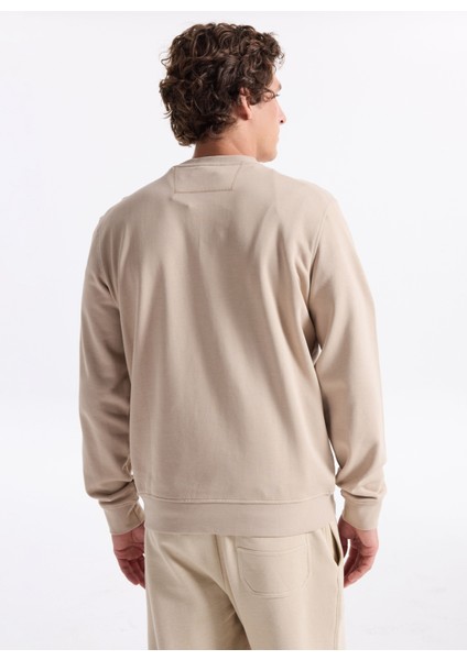 Bisiklet Yaka Bej Erkek Sweatshırt M5YQ05K68I4-G1CA Triangle Erkek Sw indirimleri