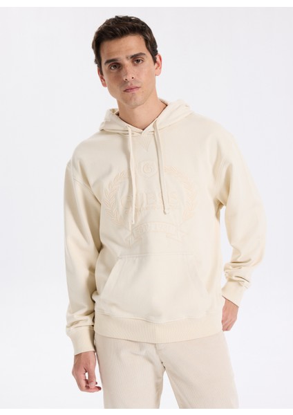 Kapüşon Yaka Ekru Erkek Sweatshırt M5BQ21KCNY4-G1CV Tyler Erkek Sweats modelleri