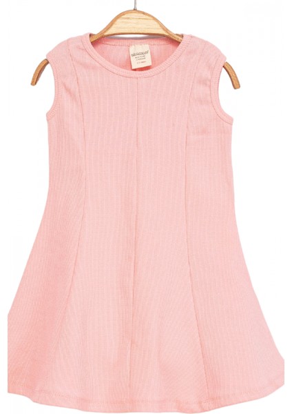 Kız Çocuk %100 Pamuk 2’li Set Kolsuz Kaşkorse Açık Pembe ve Ekru Elbise modelleri