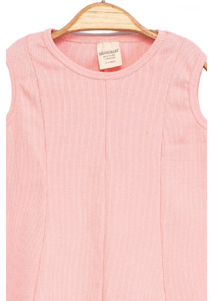 Kız Çocuk %100 Pamuk 2’li Set Kolsuz Kaşkorse Açık Pembe ve Ekru Elbise fırsatları