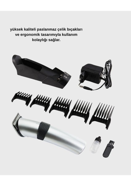 Buğz Profesyonel Şarjlı Saç ve Sakal Kesme Makinesi – Paslanmaz Çelik Bıçaklı, Ergonomik ve Sessiz Motorlu indirimleri