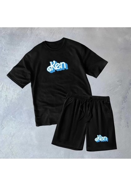Erkek Baskılı Ikili Şort Takım - Siyah modelleri