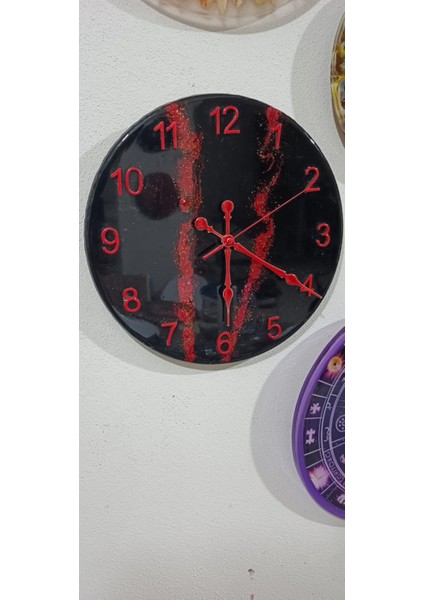 Epoksi Duvar Saati 33 cm - Studiolevib Daire Şekil Handmade Sessiz Pilli Özel Dizayn fiyatları