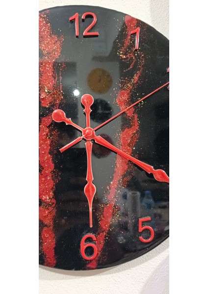 Epoksi Duvar Saati 33 cm - Studiolevib Daire Şekil Handmade Sessiz Pilli Özel Dizayn modelleri