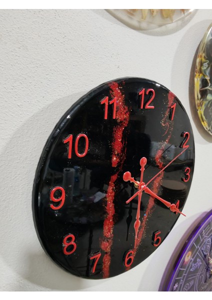 Epoksi Duvar Saati 33 cm - Studiolevib Daire Şekil Handmade Sessiz Pilli Özel Dizayn fırsatları