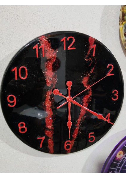 Epoksi Duvar Saati 33 cm - Studiolevib Daire Şekil Handmade Sessiz Pilli Özel Dizayn indirimleri