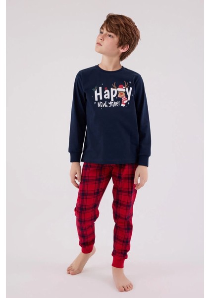 Erkek %100 Pamuk Baskılı Baba & Oğul Ikili Pijama Takımı L1.RP.371.6.002