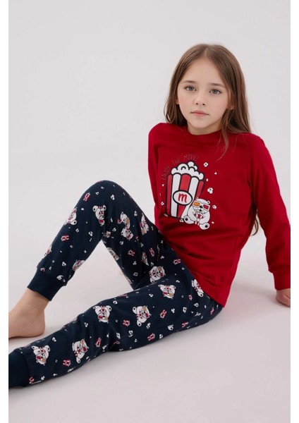 %100 Pamuklu Anne & Kız Çocuk Baskılı Kırmızı Ikili Pijama Takımı L1.RP.367.8.002 fırsatları