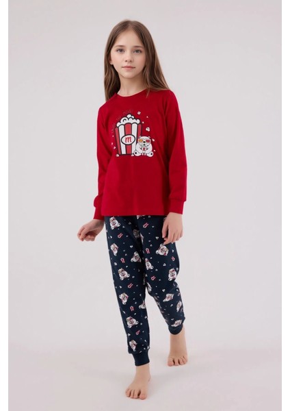 %100 Pamuklu Anne & Kız Çocuk Baskılı Kırmızı Ikili Pijama Takımı L1.RP.367.8.002 indirimleri