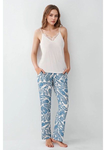 Kadın Modal Kutulu 3 Parça Desenli Sabahlık & Pijama Takımı Set L1.PC.907.7.001 modelleri