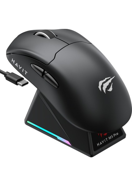 Gamenote M5 Pro Superlight Kablosuz Gaming Mouse - 30.000 Dpı, PAW3950 - Rgb Şarj Standlı - Ekranlı