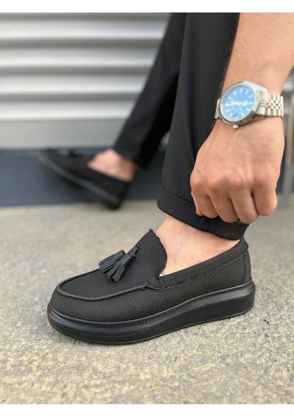 JY154 Blaze Bağcıksız Püsküllü Keten Erkek Günlük Spor Klasik Ayakkabı Kst - Siyah modelleri