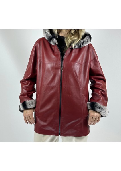 Çift Taraflı Giyilebilir Kadın Deri Mont 176