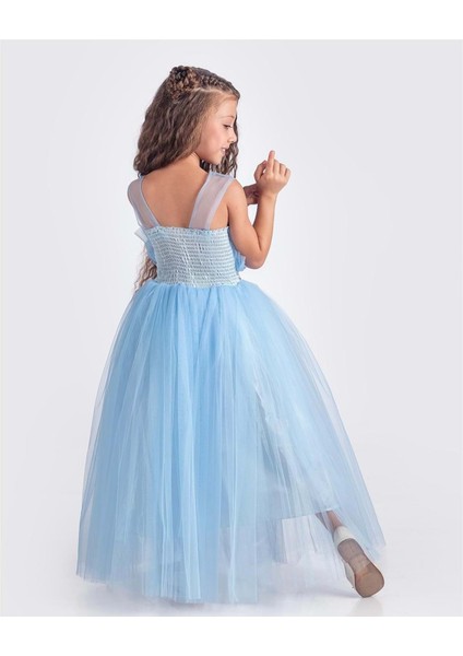 Sapes Model Sırt Gipeli Tüllü Kız Çocuk Askılı Saten Abiye MNK0618 indirimleri