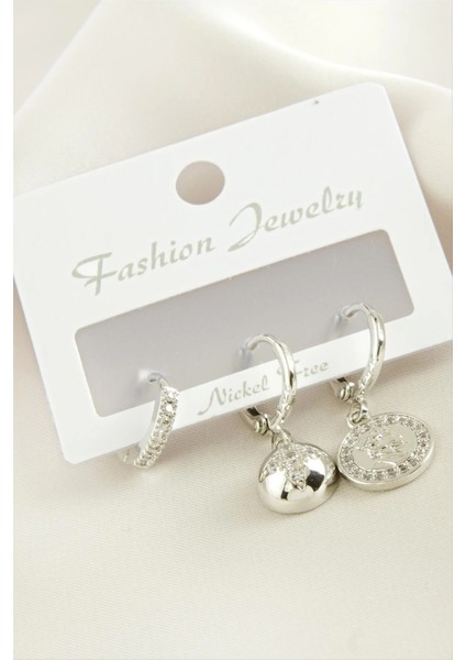 3 Adet Yıldız Zirkon Taşlı Küpe