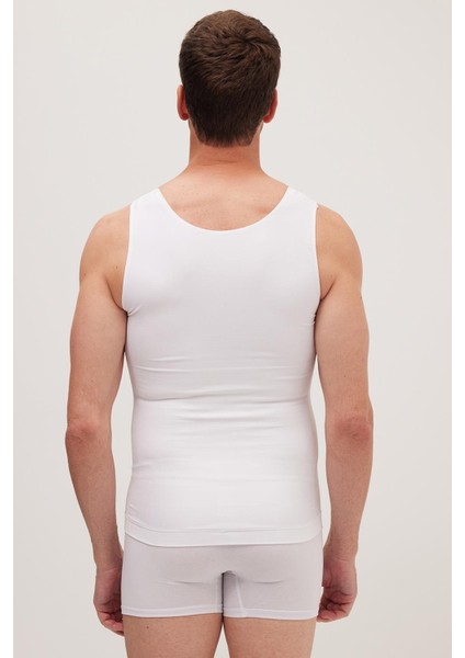 Erkek Süper Slim Fit Extra Dar Kesim Lastikli beyaz Atlet Korse