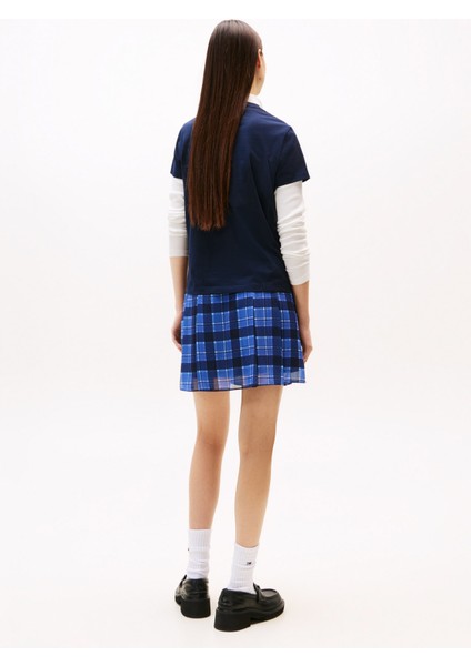 Yuvarlak Yaka Baskılı Lacivert Kadın T-Shirt DW0DW21964C1G modelleri