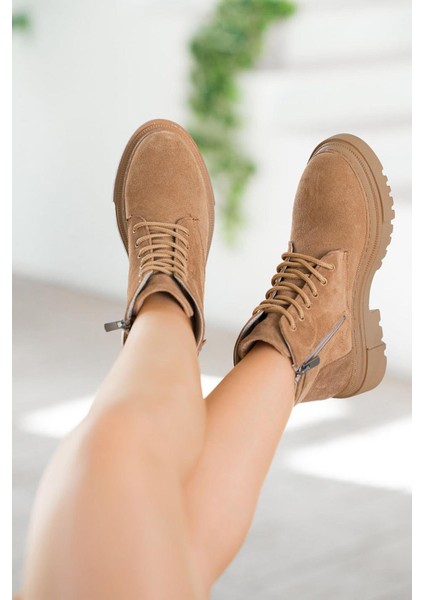 Farber Kadın Hakiki Süet Deri Taşlı Bot Camel modelleri