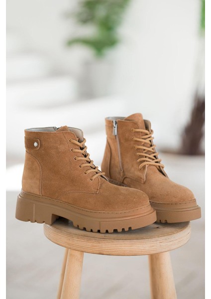 Farber Kadın Hakiki Süet Deri Taşlı Bot Camel indirimleri