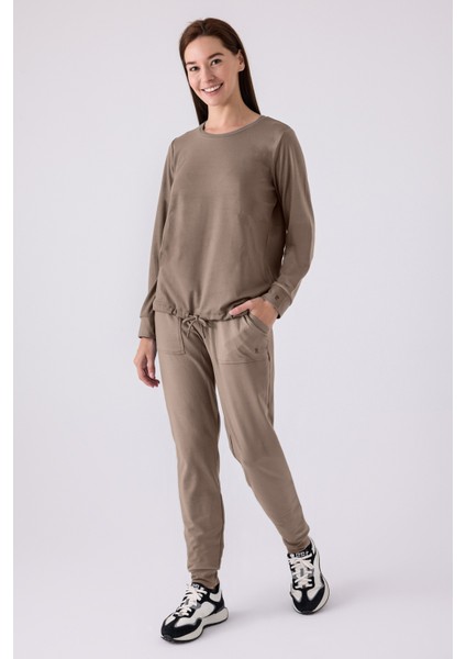Kadın Vizon Rengi Cepli Alt Üst Ikili Takım A.25.5.L.7.26F