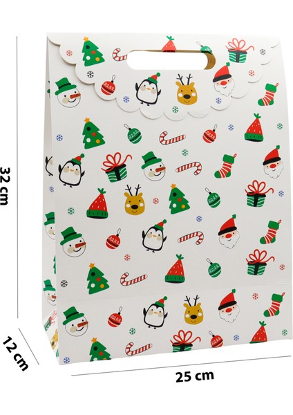 Yılbaşı Coşkusu Karton Hediye Çantası 25X32X12 cm – 1 Adet, Renkli ve Dayanıklı Noel Desenli fırsatları
