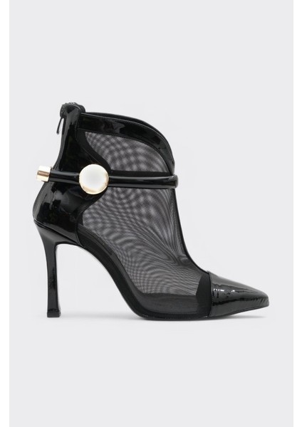 Topuklu Transparan Tokalı Aksesuarlı Kadın Bot