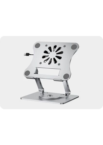 J41 360° Döner Metal Fanlı Notebook Stand, Açık Gri fiyatları