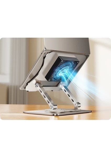 J41 360° Döner Metal Fanlı Notebook Stand, Açık Gri fırsatları