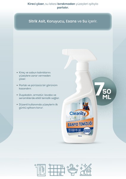 Banyo Temizliği 750 ml | Kireç, Sabun ve Su Lekelerine Karşı Etkili Banyo Temizleyici fırsatları