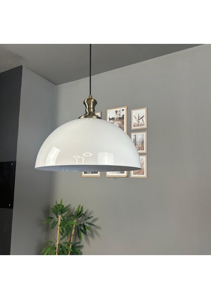 Linate Beyaz Tokmak Başlık Avize Tekli Sarkıt Salon Kuaför Dekoratif Aydınlatma