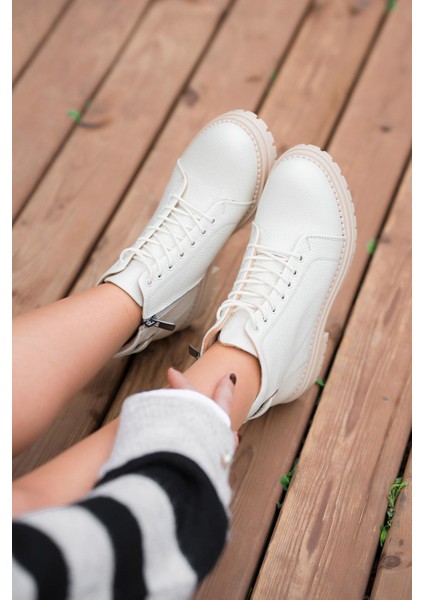 Drop Fermuarlı Kadın Hakiki Deri Bot Ekru fırsatları