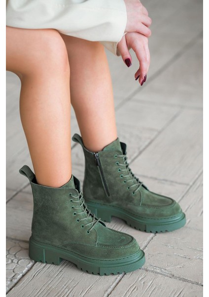 Patrick Kadın Hakiki Deri Süet Postal Yeşil