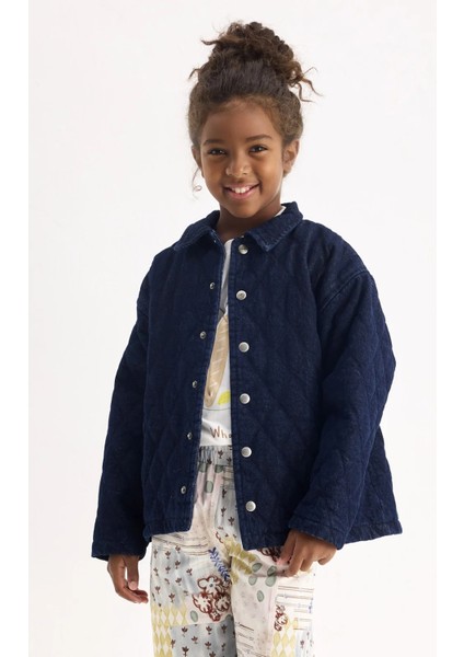 Indigo Denim Kapitone Ceket