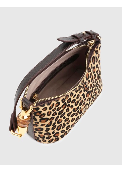 Roomy Hakiki Deri Tay Tüyü Leopar Kadın Omuz Çantası fırsatları
