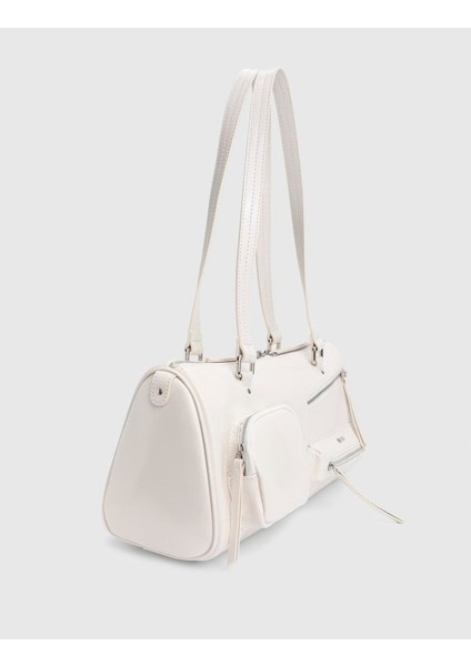 Stery Hakiki Rugan Deri Krem Kadın Omuz Çantası fiyatları